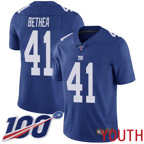 Youth New York Giants #41 Antoine Bethea Royal Blue Team Color Vapor Untouchable Limited Player 100th Season Football NFL Jersey